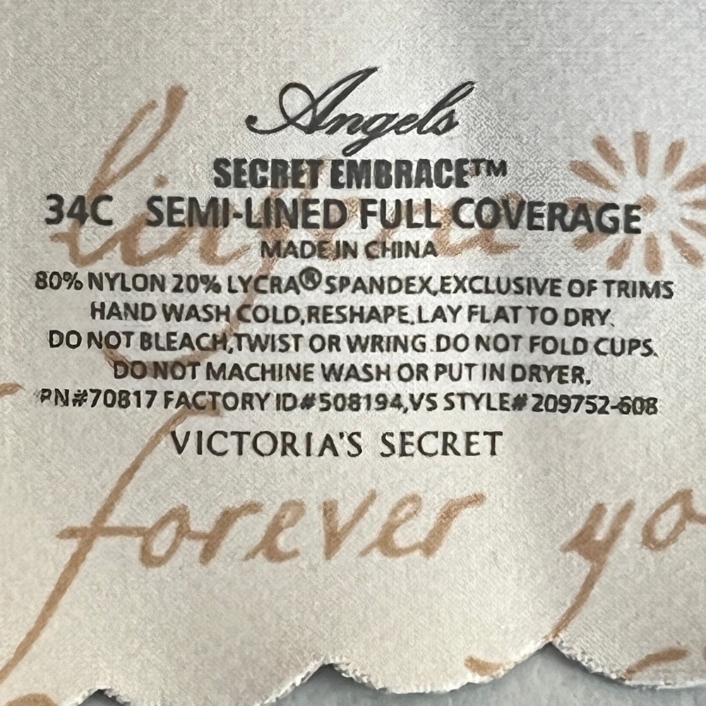 Victoria's Secret Angels Nude Wireless Bra 34C Seamless Embroidered Scalloped - Picture 7 of 7